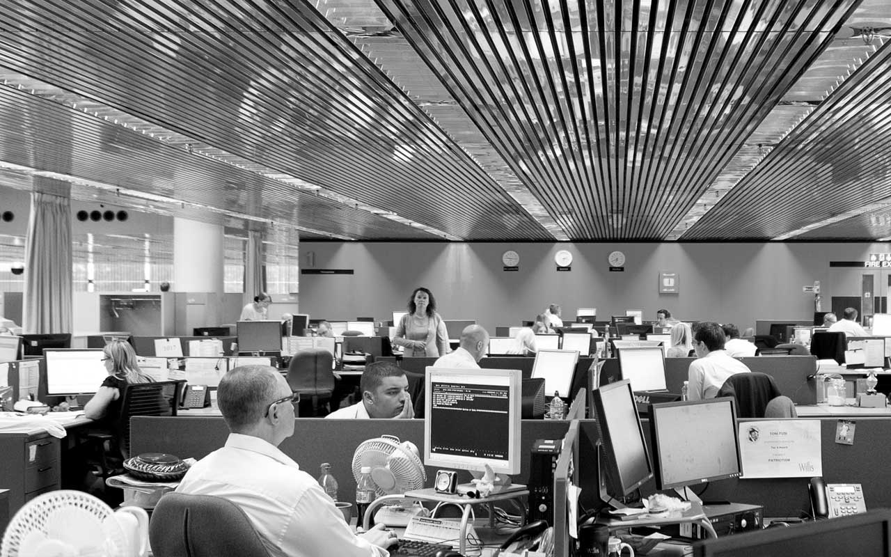 Office workers in the 1980s